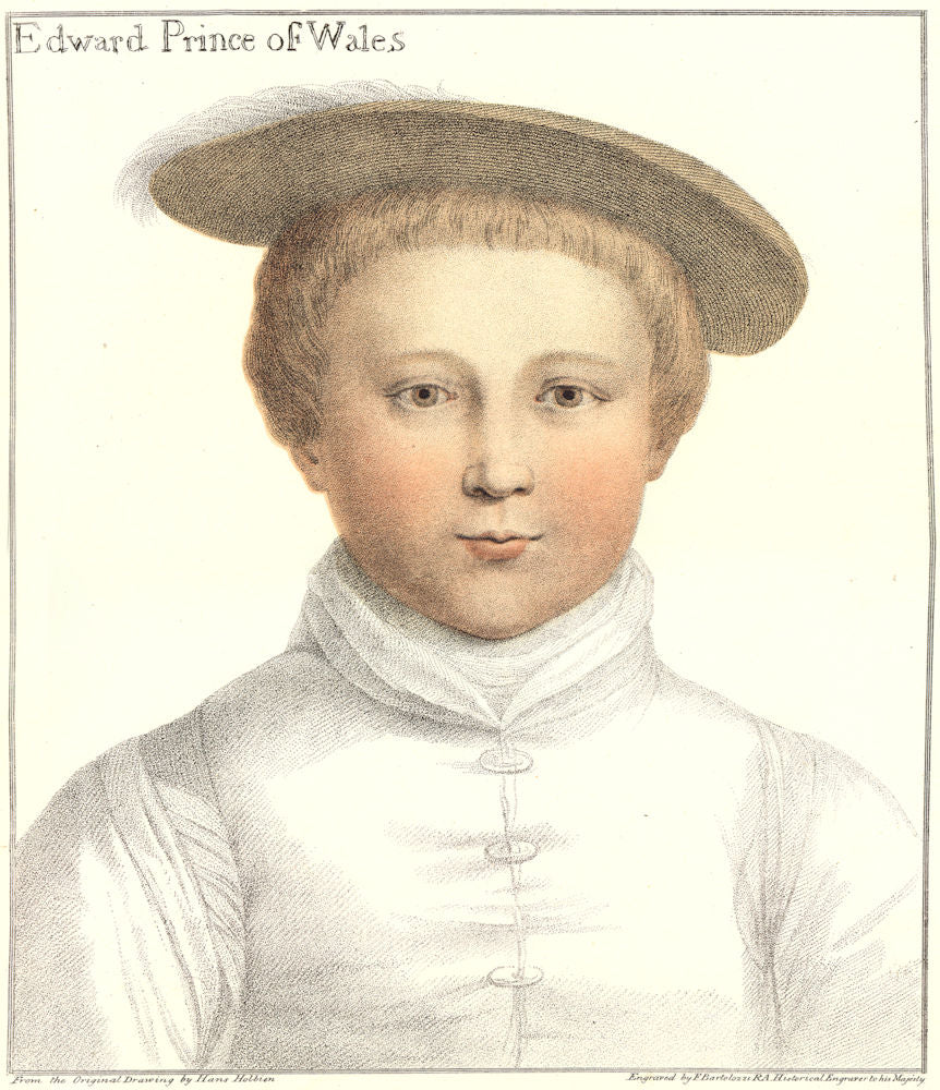 Edward Prince of Wales by Bartolozzi after Hans Holbein. Henry VIII's court 1884